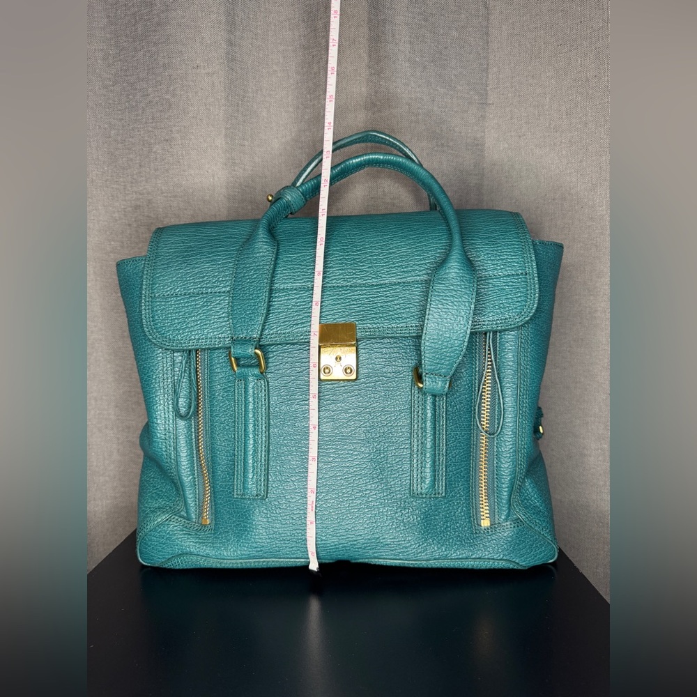3.1 Philip Lim Pashli Top Handle Leather Satchel Bag in Dark Teal - Picture 8 of 16